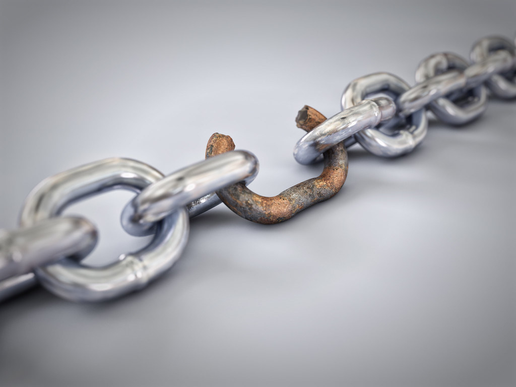 A chain with a broken link.