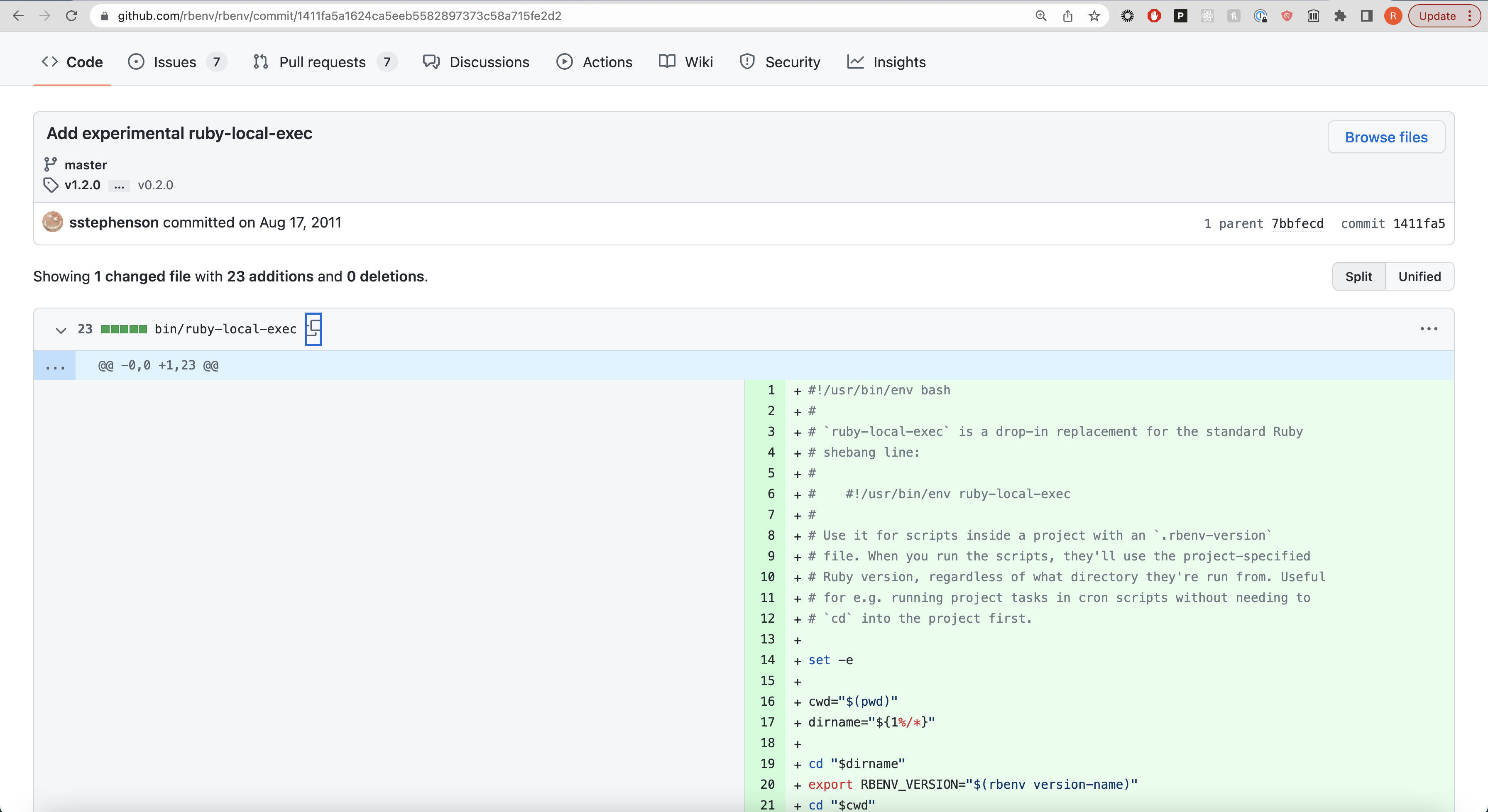 The original commit for the 'ruby-local-exec' file.