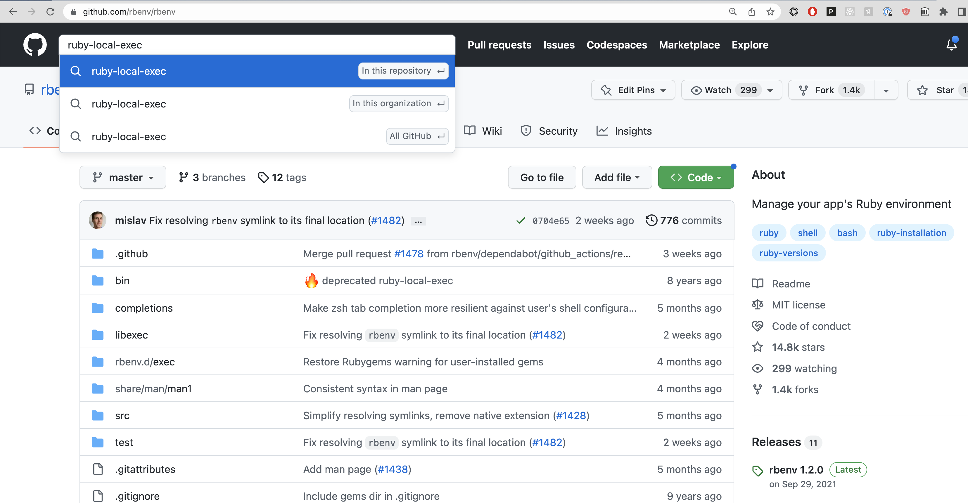 Searching Github for the string 'ruby-local-exec'.