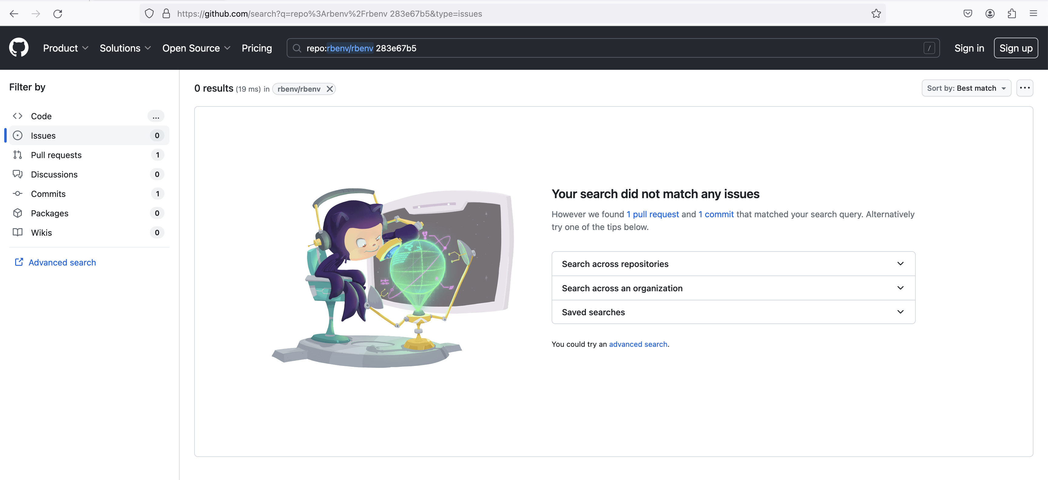 No code results found for SHA # 283e67b5 on Github's search page.