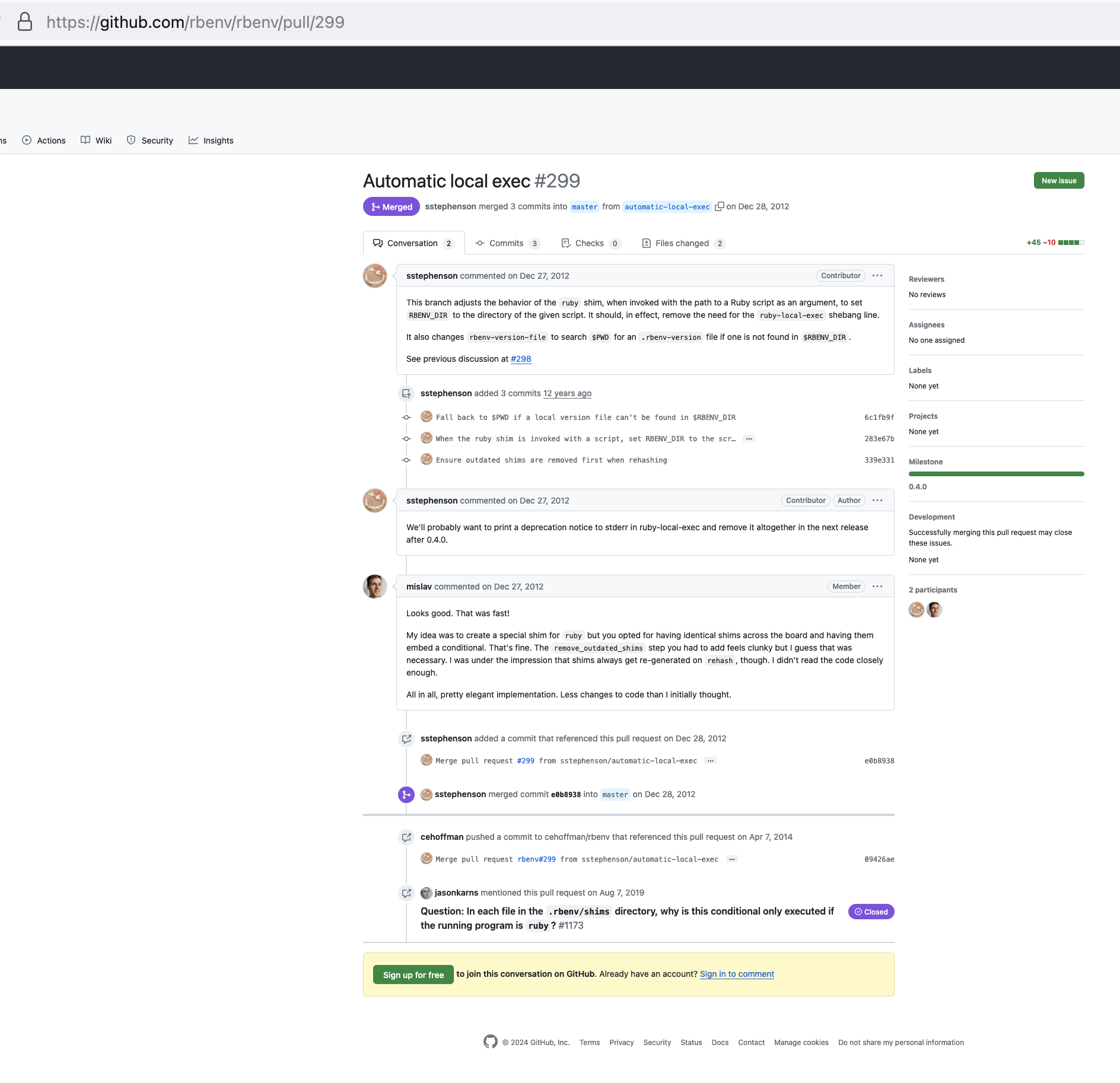 The Github issue which matches the SHA we searched for.